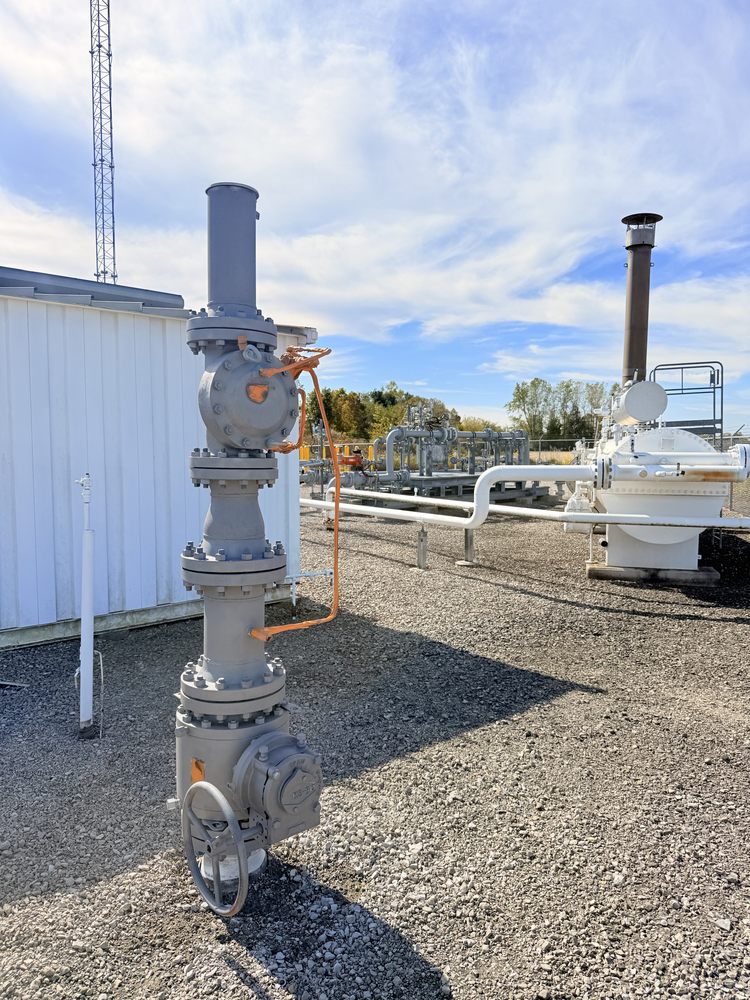 Finished industrial valve station with freshly coated equipment